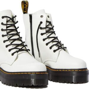 NEW Dr. Martens, White Jadon 8-Eye Leather Platform Boot for Men and Women